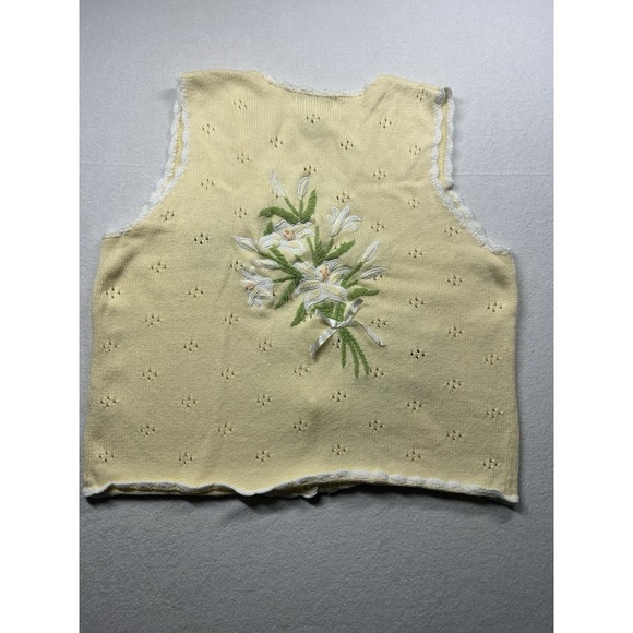 Mandala Day Yellow Embroidered Floral Vest  Rame Cotton  Size L/G  Boho Chic - Picture 3 of 12